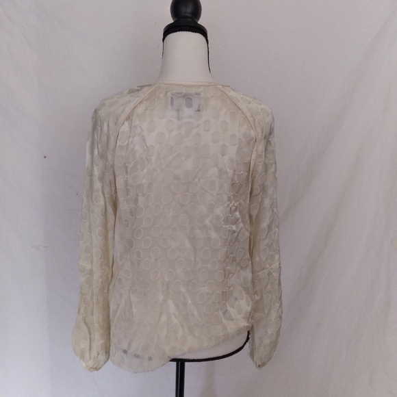 Brochu Walker ivory semi-sheer blouse sz S - Picture 2 of 5